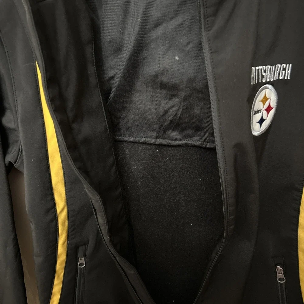 Mens Medium NFL Pittsburgh Steelers Jacket‎ Zip Up Water Resistance